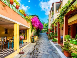 Colorful,Street,View,In,Of,Athens.