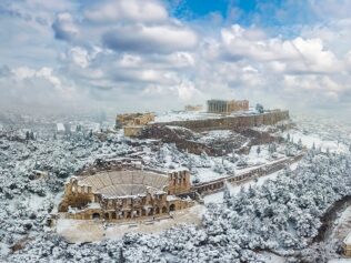 The,Parthenon,Temple,And,The,Herodion,Theater,At,The,Acropolis